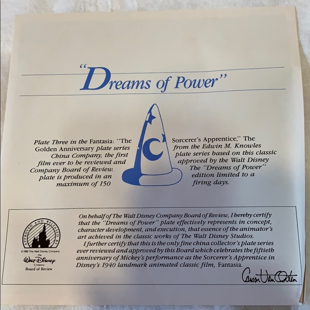 PLATE #3 Knowles Fantasia Dreams Of Power Mickey Golden Series Collectible Plate - Picture 6 of 8